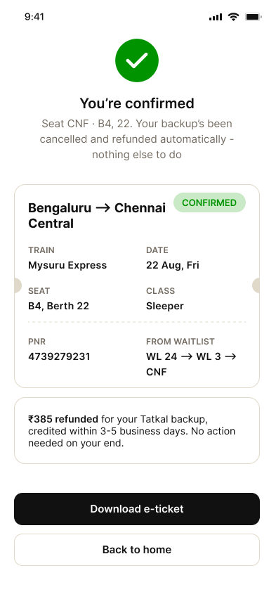 Lock screen push notification — waitlist moved from WL 24 to WL 3